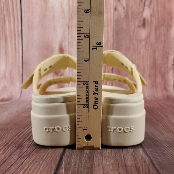 Crocs LiteRide Womens Sz 11 Brooklyn Snake Print Buckle Low Wedge Slides Sandals - Picture 12 of 15